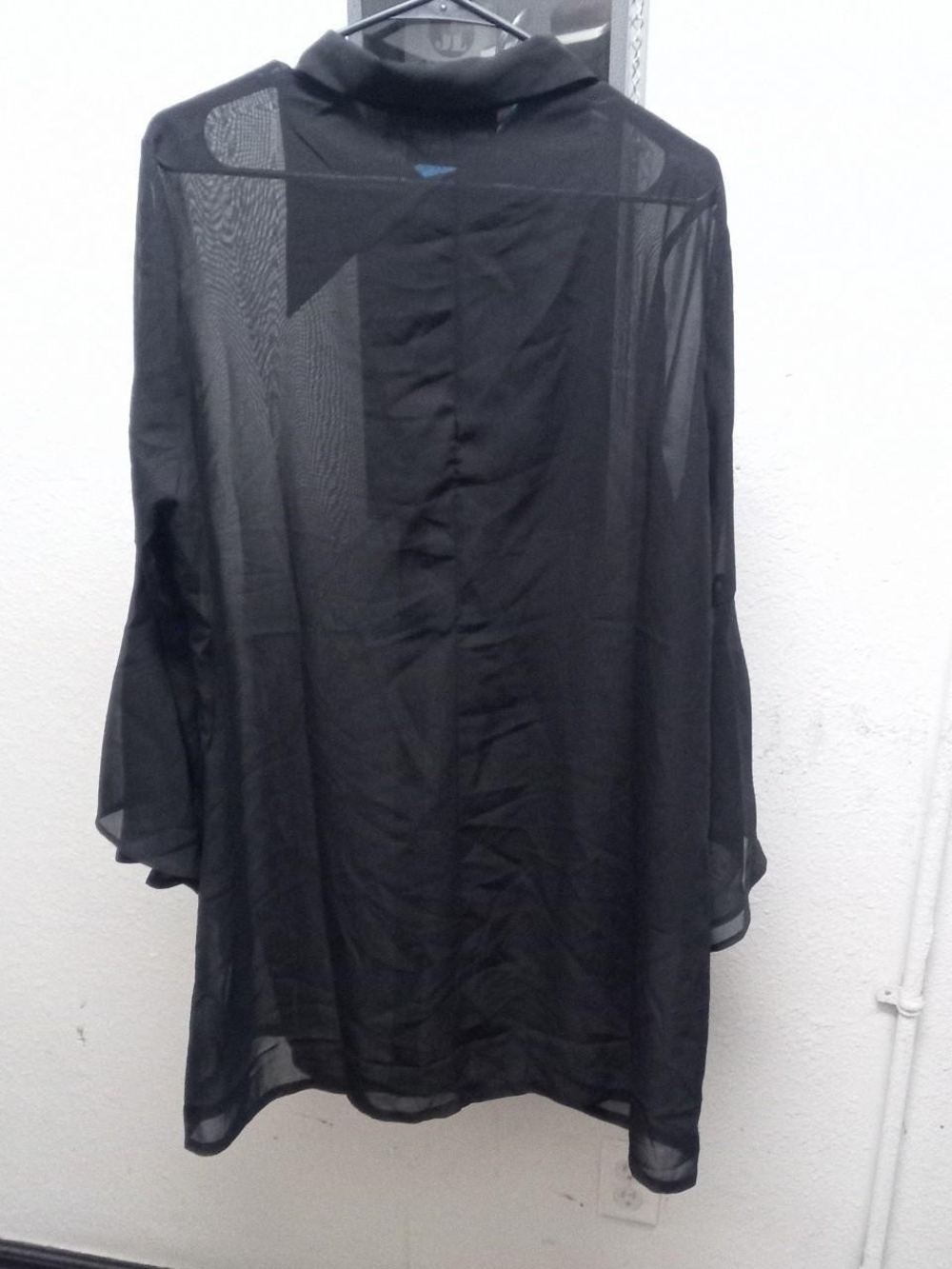 Killstar Black Sheer Long-Sleeve Button Blouse with Pointed Collar - Picture 2 of 2